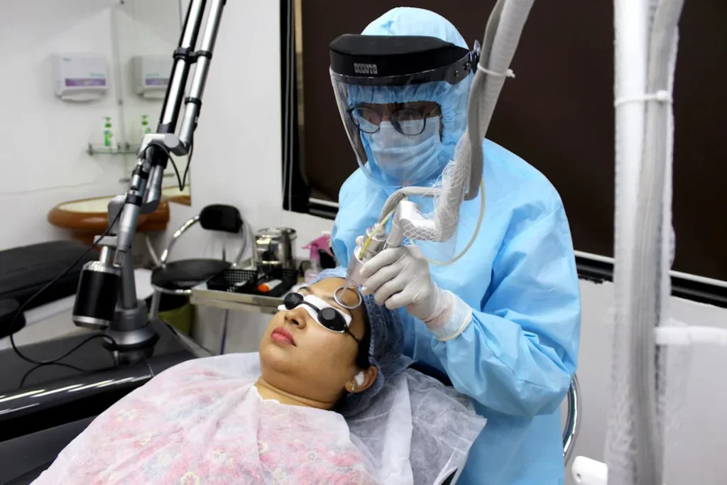 Blödning efter laserbehandling